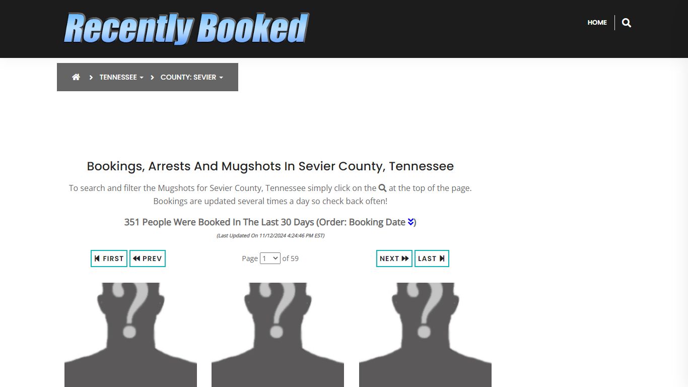 Bookings, Arrests and Mugshots in Sevier County, Tennessee